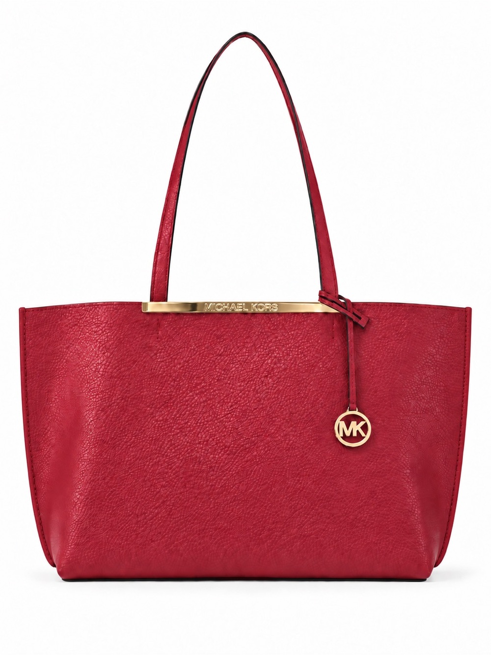 NWT Michael Kors Red Tote with Gold MK Charm
